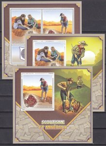 Congo Rep., 2015. Scouts & Minerals, sheet of 2 and 2 s/sheets.