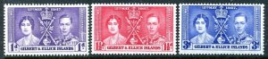 GILBERT AND ELLICE ISLANDS SC#37-39 Coronation of King George VI (1937) MH