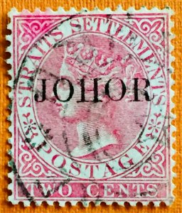 Malaya Johor 1888 opt Straits Settlements QV 2c Used SG#14 M1958