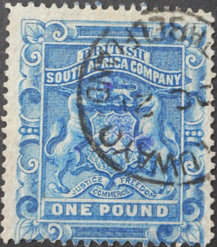 Rhodesia 1892 One Pound SG 10 used