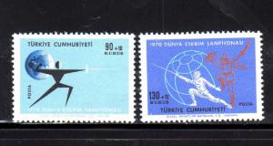 TURKEY #B135-B136  1970  INTERNATIONAL FENCING CHAMPIONSHIP   MINT VF NH O.G  a