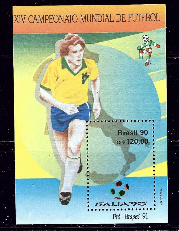 Brazil 2244 MNH 1990 Soccer  sm wrinkle bottom left    (ap1311)