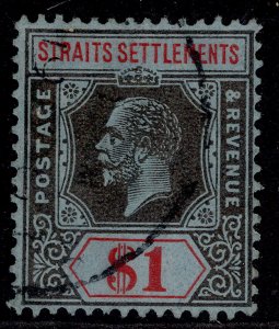 MALAYSIA - Straits Settlements GV SG239, $1 black & red/blue, FINE USED.