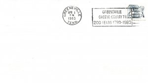 US SPECIAL EVENT CANCEL COVER GREENVILLE GREENE COUNTY TENESSEE 200 YEARS 1983