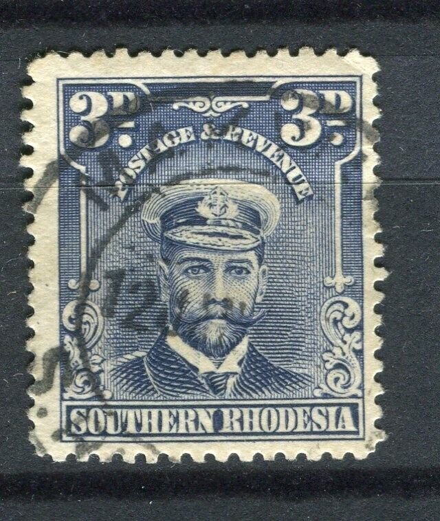 RHODESIA; 1913-22 early GV Admiral issue used Shade of 3d. Postmark
