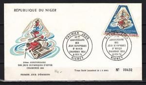 Niger, Scott cat. C227. Olympic Skier issue on a First day cover.