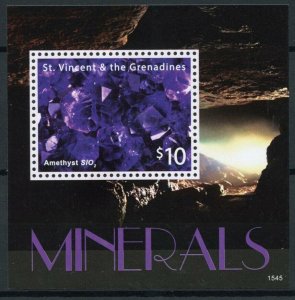 St Vincent & Grenadines Stamps 2015 MNH Minerals Amethyst 1v S/S