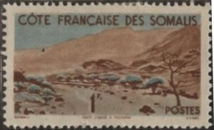 Somali Coast 254 (mhr) 1fr Obock-Tadjouran Road, blue & choc (1947)