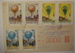 HUNGARY 6 BALLOON STAMPS BUDAPEST 1984 # C 438X 2, C 439X 2 ,C 441X2 TO ENGLAND