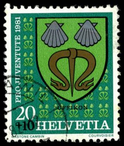 SWITZERLAND Sc B484 USED - 1981 20c + 10c -  Arms of Uffikon