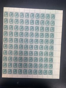 Canada #67 Mint Fine - Very Fine Never Hinged Sheet Of 100 - Ten Stamps Offset