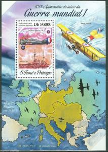 SAO TOME 2014 100th ANNIVERSARY OF WORLD WAR I  SOUVENIR SHEET MINT NH