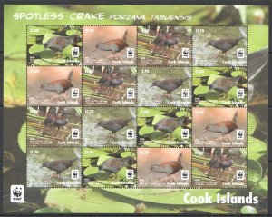 A0935 2014 Cook Islands Wwf Fauna Birds Spotless Crake 1Sh Mnh