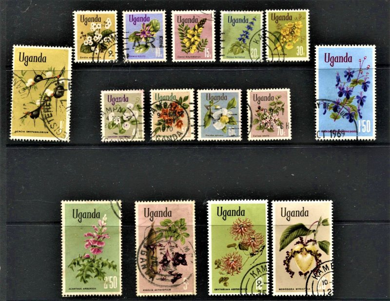 STAMP STATION PERTH Uganda #115-129  Flower Set Postal Used