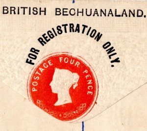 BRITISH BECHUANALAND QV Stationery Registered Envelope 4d Overprint Unused YO76