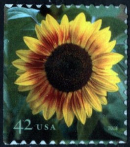 SC#4347 42¢ Sunflower Booklet Single (2008) SA