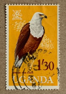 Uganda 1965 1.3/ African Fish Eagle, used. Scott 106, CV $0.30