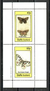 Staffa Scotland Local. 1982 issue. Butterflies, sheet of 2.  ^