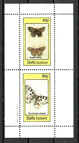 Staffa Local. 1982 issue. Butterflies, sheet of 2.  ^