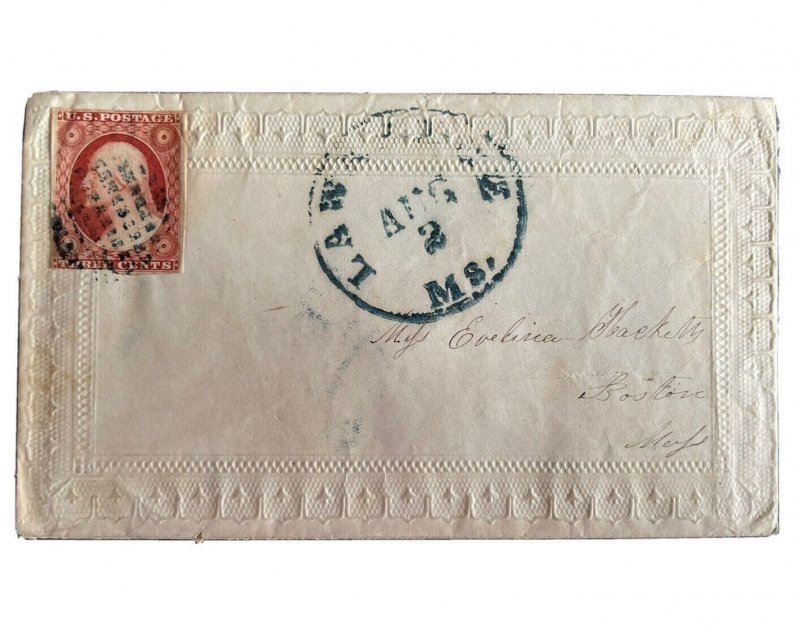 US Scott # 10 on Cover 1851 with Lawrence Mass postmark Aug 2