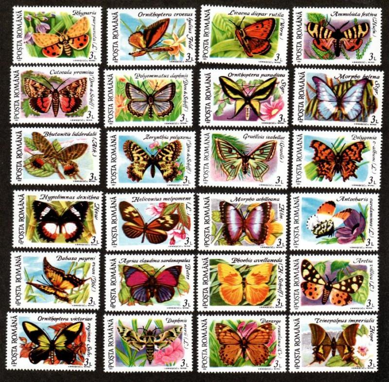 Romania # 3696 A-L, 3697 A-L Mint NH Butterflies!