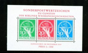 GERMANY BERLIN SCOTT #9NB3a SOUVENIR SHEET MINT NEVER HINGED PRISTINE