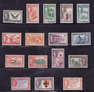 Sarawak-Sc#180-95- id7-unused very light hinged1950 definitive KGVI set -