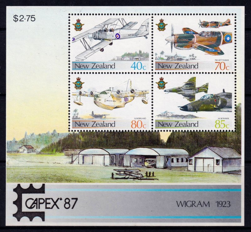 New Zealand 1987 Royal NZ Air Force Mint MNH Miniature Sheet SC 875b