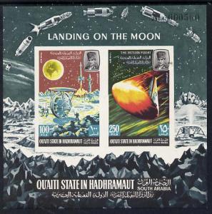 Aden - Qu'aiti 1967 Moon Landing imperf miniature sheet u...