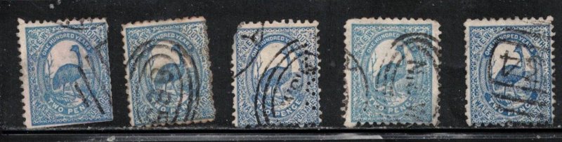 NEW SOUTH WALES Scott # 78 Used x 5 - Emu - Faults