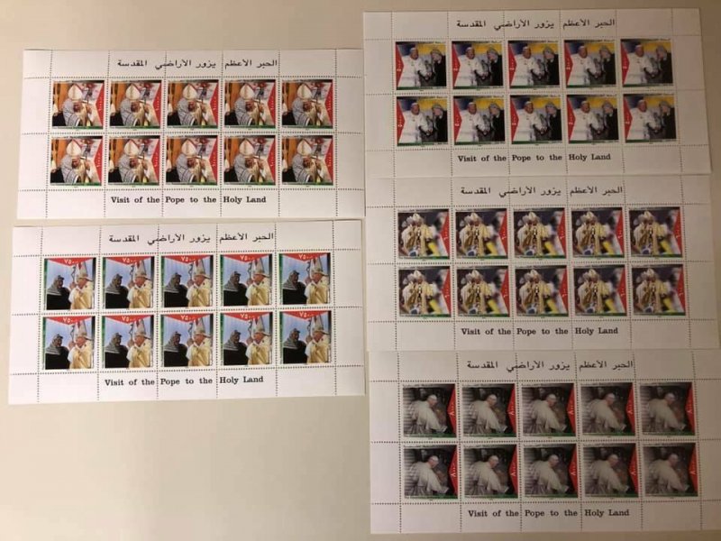 Palestine 2000 Religion Pope John Paul Sheets Holy Land Visit MNH x 5 (Pop1)