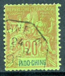 Indochina 1892 French Colony 20¢ Red Peace & Commerce Scott #12 VFU K254 ⭐⭐⭐⭐