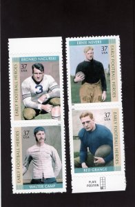 3808-3811 Early Football Heroes, MNH set/4