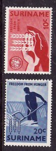 Suriname-Sc#310-11-unused NH set-Freedom from Hunger-1963-