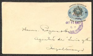 GUATEMALA H&G #8 STATIONERY ENTIRE GUATEMALA TO QUEZALTENANGO COVER 1897