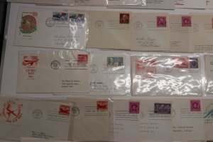 US HF House Farnam Color Cachet FDC lot 100+1940-1950s Commemoratives addressed