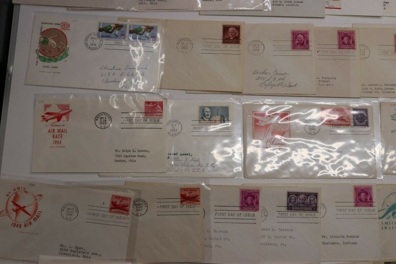 US HF House Farnam Color Cachet FDC lot 100+1940-1950s Commemoratives addressed