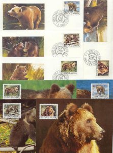 Yugoslavia 8 FDC/cards WWF/Bears 1988