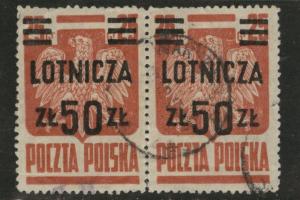 Poland Scott C20 used 1947 Air Post pair