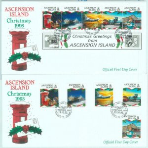 84358 - ASCENSION - Postal History - Set of 2 FDC COVER 1993 Christmas TRANSPORT