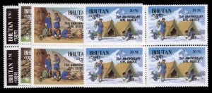 Bhutan #559-562 Cat$118.60, 1986 Boy Scouts, complete set in blocks of four, ...