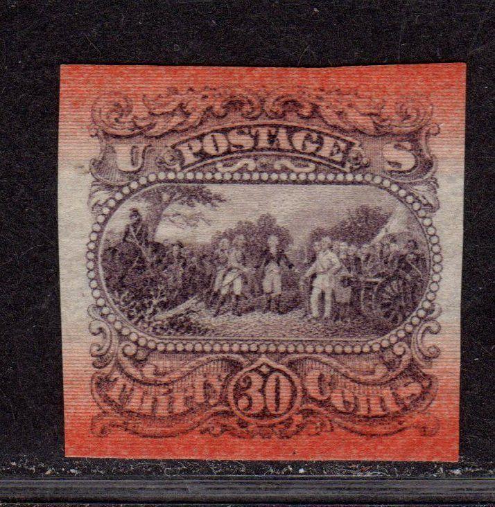 $US Sc#121-E1s XF, Essay on bond paper, red bands O/P, Cv. $350