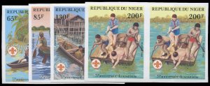 Niger #586-590, 1982 Boy Scouts, set of imperf. pairs, never hinged