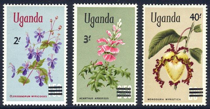 HALF-CAT BRITISH SALE: UGANDA #130-32 Mint NH