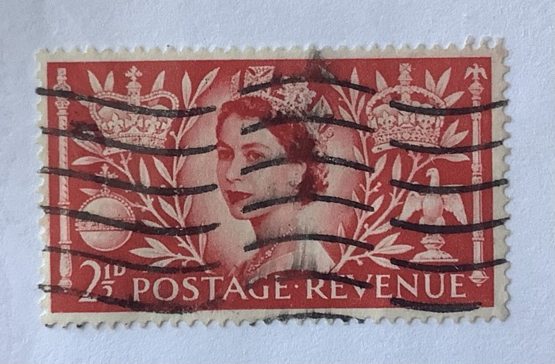 Great Britain 1953  Scott 313  used - 2.1/2p,  Crowning of Queen Elizabeth II