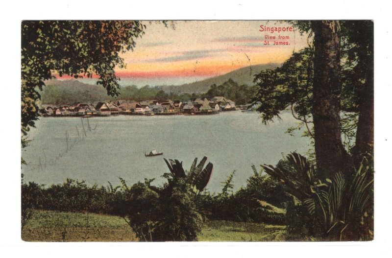 Malaya Straits SINGAPORE Postcard *St James* 1910 View {samwells-covers}MA1118