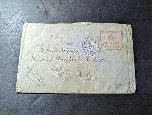 1915 Censored British India FPO Cover Field Post Office to Lahore India