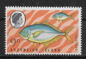 ASCENSION SG127 1970 FISH 9d WMK CROWN LEFT OF CA MNH