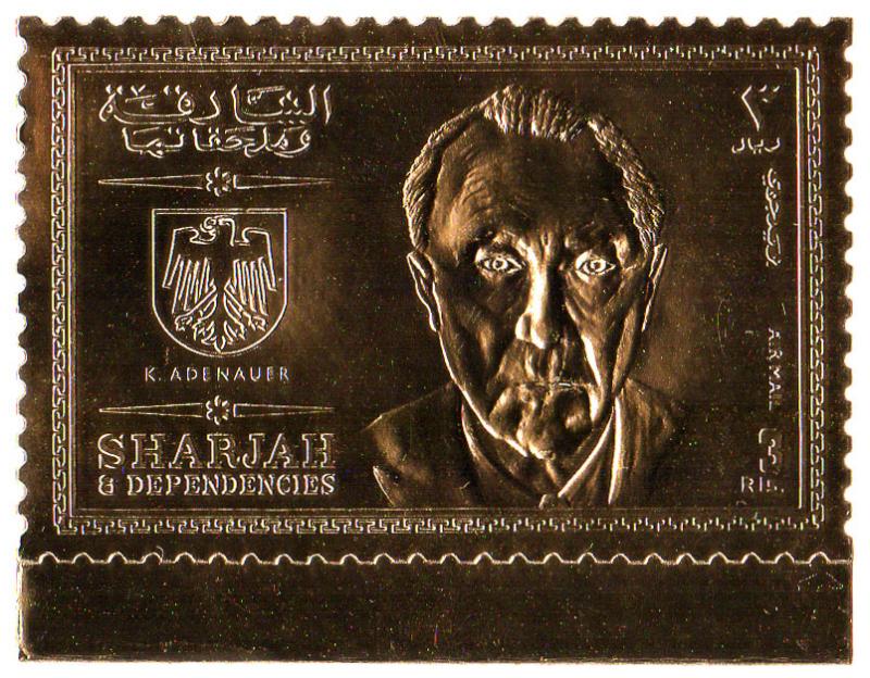 Sharjah Mi #544A  mnh - 1969 Konrad Adenauer - gold foil paper - perf