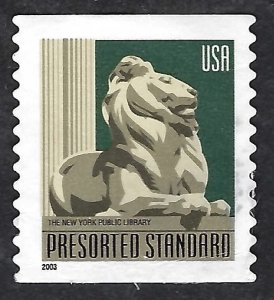 United States #3447a Pre-sorted Std (10¢) Lion Statue (2003). Used.